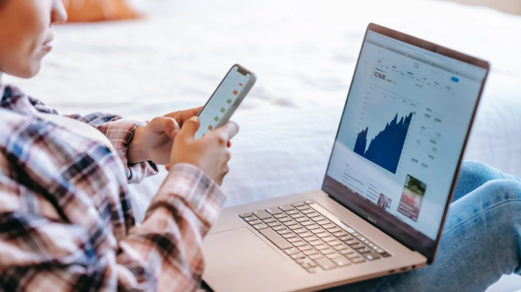 woman using laptop